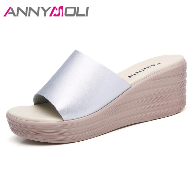 Slippers ANNYMOLI Summer Women Shoes Cow Leather Platform Wedge Heel Casual High Slides Ladies Sandals Sliver Size 40, Black
Slippers ANNYMOLI Summer Women Shoes Cow Leather Platform Wedge Heel Casual High Slides Ladies Sandals Sliver Size 40, Black
