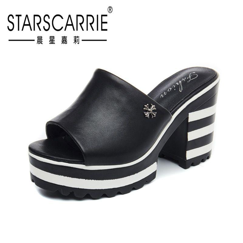 Summer Leather Women's Slippers Muffin High Heel Antiskid Fish Mouth One Word Cool, Black
Summer Leather Women's Slippers Muffin High Heel Antiskid Fish Mouth One Word Cool, Black