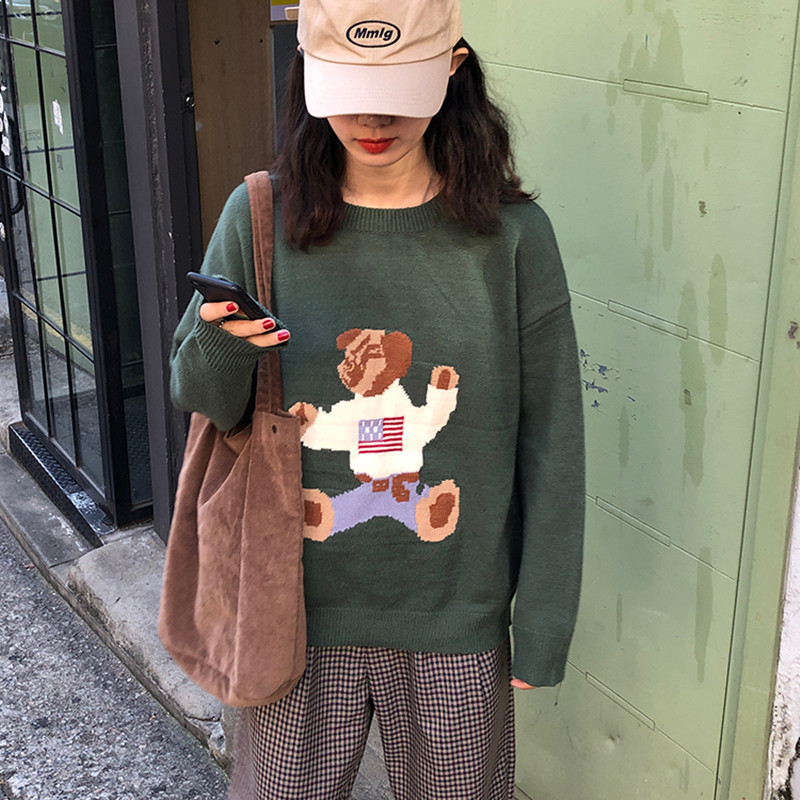 2 colors autumn and winter korean style cartoon bear knitted sweaters womens warm sweaters and pullovers womens (F1415), White;black
2 colors autumn and winter korean style cartoon bear knitted sweaters womens warm sweaters and pullovers womens (F1415), White;black