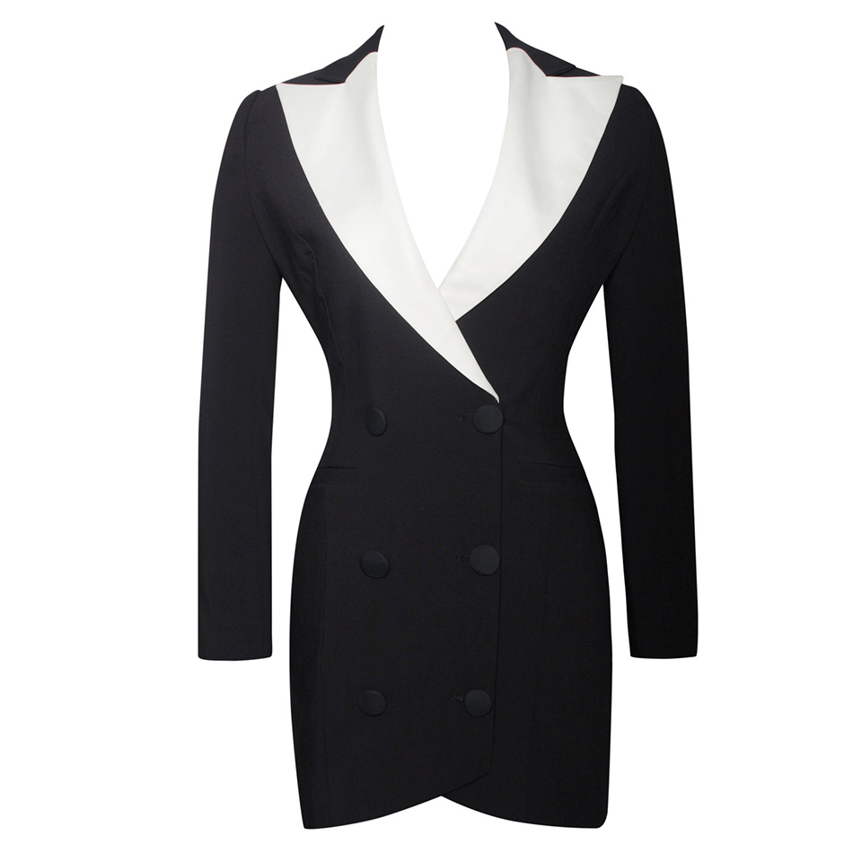 Summer Women Fashion Long Sleeve Club Dress Sexy V Neck Buttons Black Celebrity Evening Runway Party Mini Dresses 210423