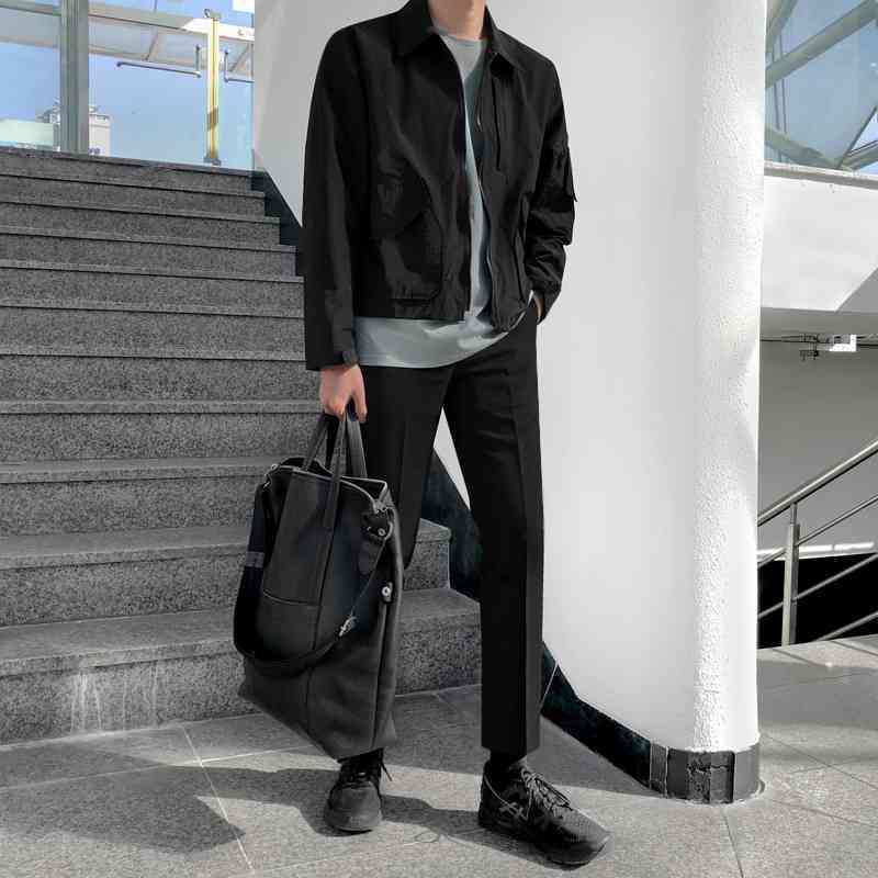 IEFB Spring Lightweight Causal Jacket Men's Korean Fashion Ruffian Handsome Zipper Long Sleeve Short Coat Workwear 9Y5915 210524