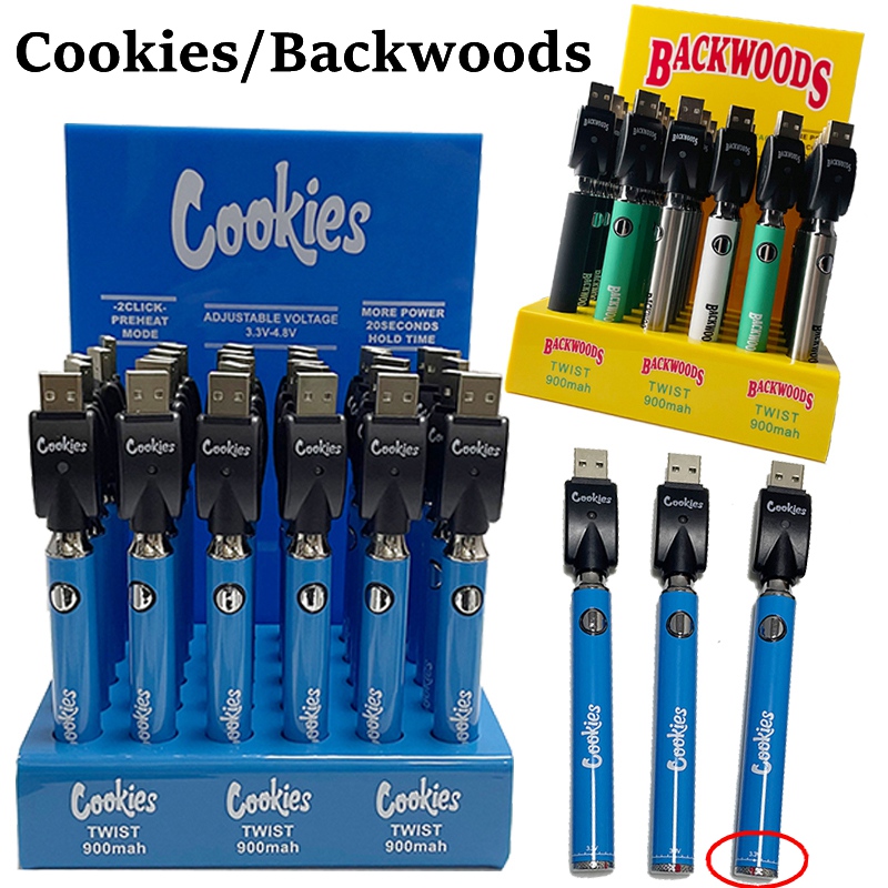 Cookies Backwoods Twist Battery USB Chargers Kits Preheat Preheating 900mAh Variable Voltage VV 510 Thread Atomizers Batteries E Cigarette 30pcs Display Box
Cookies Backwoods Twist Battery USB Chargers Kits Preheat Preheating 900mAh Variable Voltage VV 510 Thread Atomizers Batteries E Cigarette 30pcs Display Box