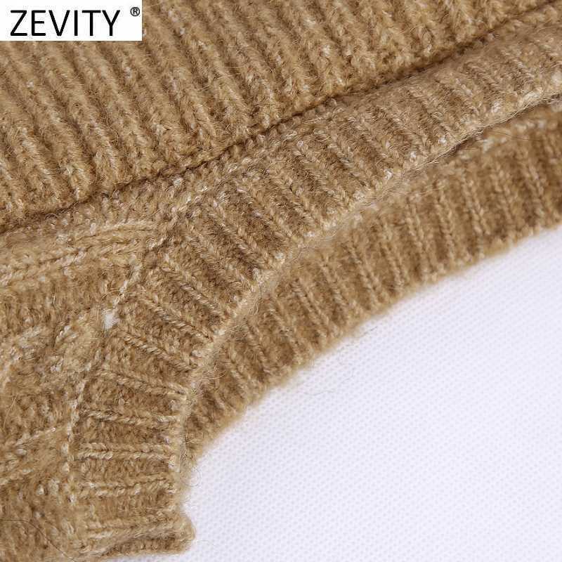 Zevity Women Fashion V Neck Crochet Knitting Sweater Female Sleeveless Cascading Ruffle Casual Vest Chic Pullovers Tops S520 210603