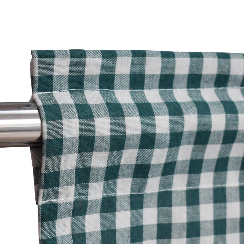 Curtain & Drapes Tulle Sheer Cotton Linen Grid Short Roman Window For Home Living Room Decoration Voile In The Kitchen Cafe Plaid