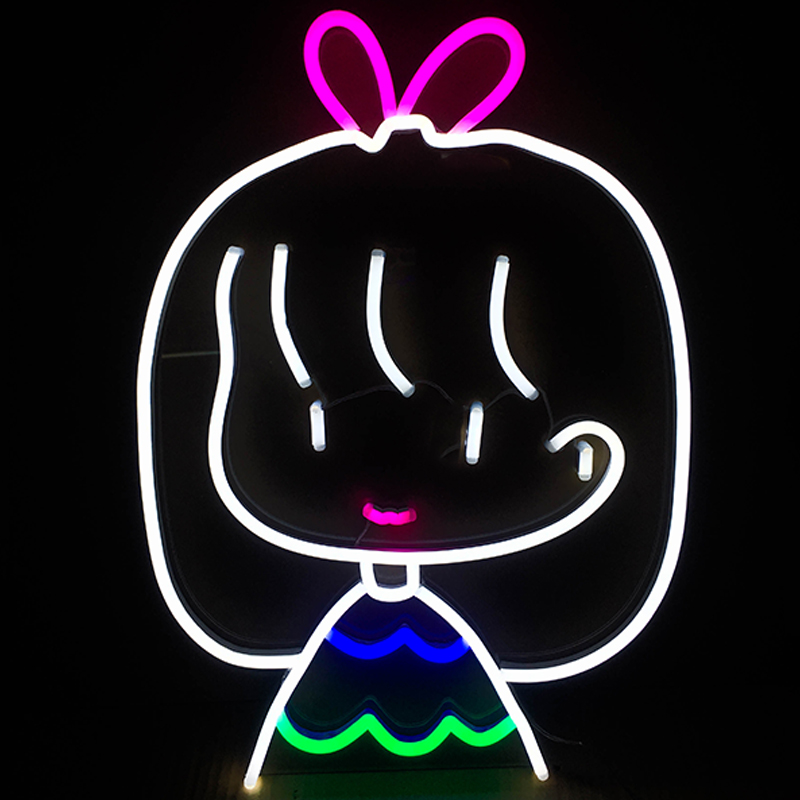 Little Girl Sign Three Color Neon Lights Night Bar Disco Residential Fashion Handcraft 12 V Super Bright