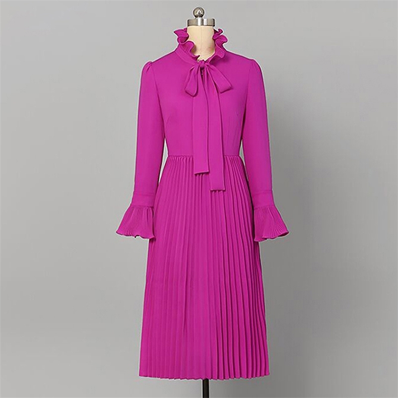 EXCELLENT QUALITY Fashion Runway Dress Women's Flare Sleeve Lacing Bow Collar Pleated 210521, Blue
EXCELLENT QUALITY Fashion Runway Dress Women's Flare Sleeve Lacing Bow Collar Pleated 210521, Blue