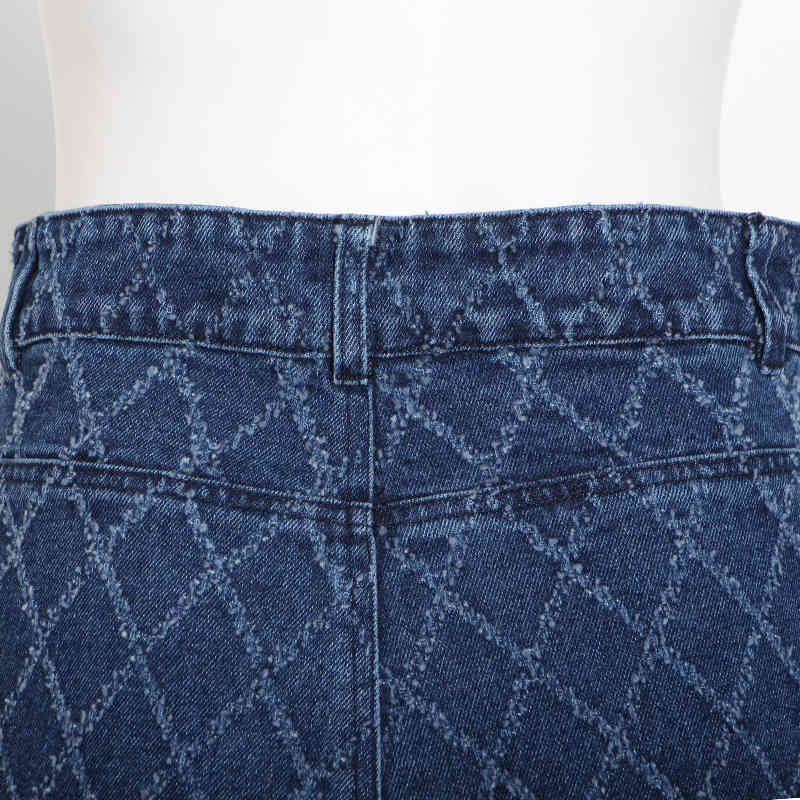 Plaid Wide Leg Jeans For Women High Waist Pocket Straight Large Size Casual Denim Trousers Female Fashion 210521