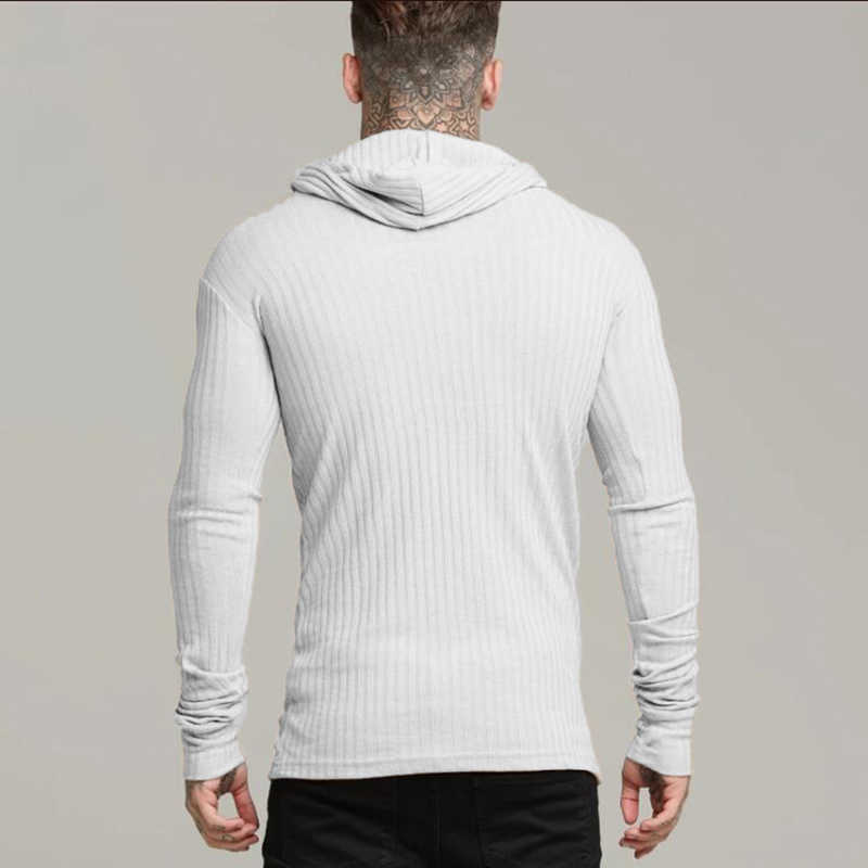 Spring Fashion Sports Hooded Sweaters Men Turtleneck Mens Sweaters Slim Fit Pullover Men Sweater Men Fitness Knitwear 211008