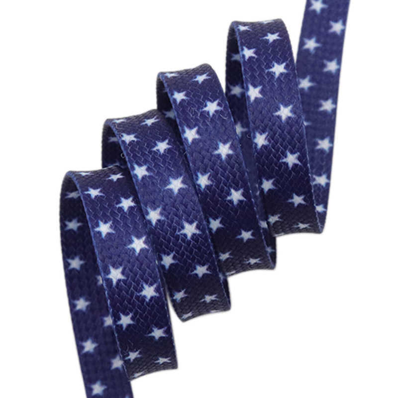 Pentalpha Pentagram Shoelaces Sublimated Printed Blue White Five-Pointed Star Boot Laces For Sneakers Flats