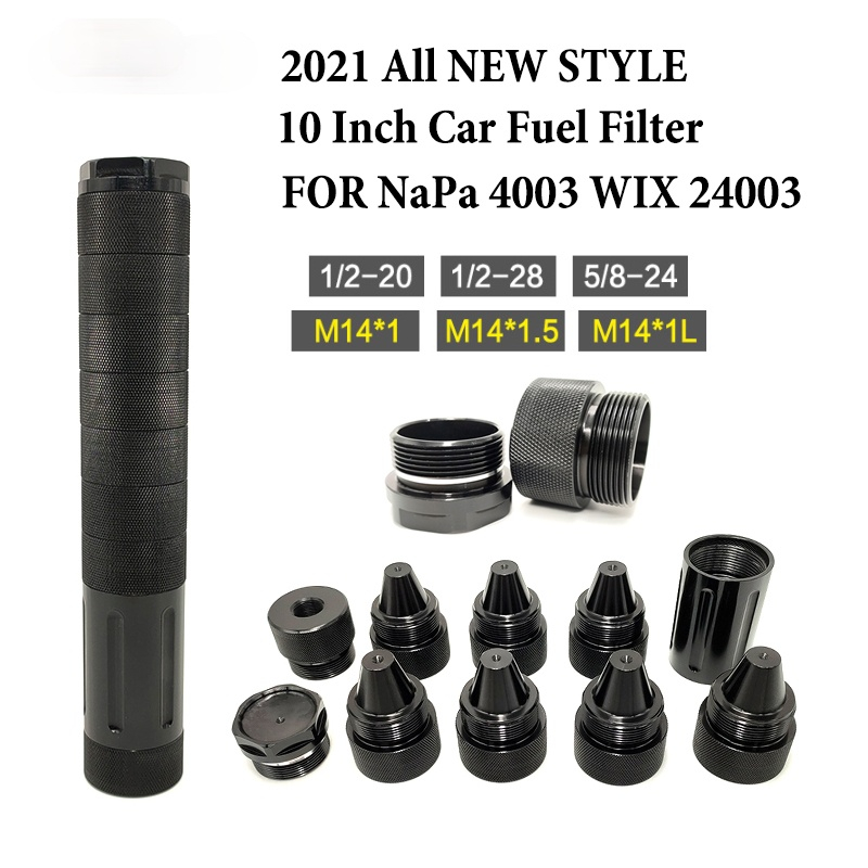 Aluminum 10Inch 1/2x28 Fuel Filter Modular Solvent Trap For NaPa 4003 WIX 24003 Adapter 5-8x24
Aluminum 10Inch 1/2x28 Fuel Filter Modular Solvent Trap For NaPa 4003 WIX 24003 Adapter 5-8x24
