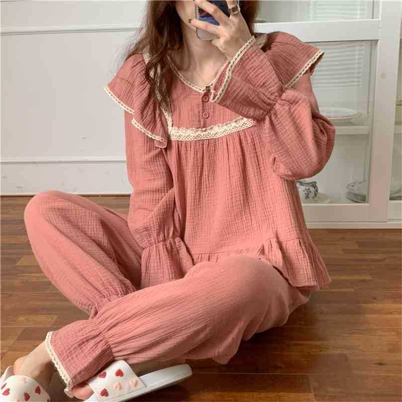 Pink Homewear Cotton Fashion Nightwear Loose Casual All Match Sweet Soft Chic Two Piece Suit Pajamas Sets 210525
Pink Homewear Cotton Fashion Nightwear Loose Casual All Match Sweet Soft Chic Two Piece Suit Pajamas Sets 210525