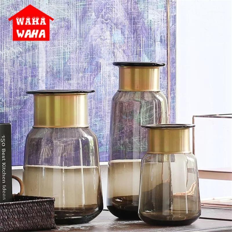Vases Nordic Bronze Ring Glass Vase Brief Tabletop Hydroponic Transparent Dried Flowers Home Decor Flower Wedding Ornaments
Vases Nordic Bronze Ring Glass Vase Brief Tabletop Hydroponic Transparent Dried Flowers Home Decor Flower Wedding Ornaments