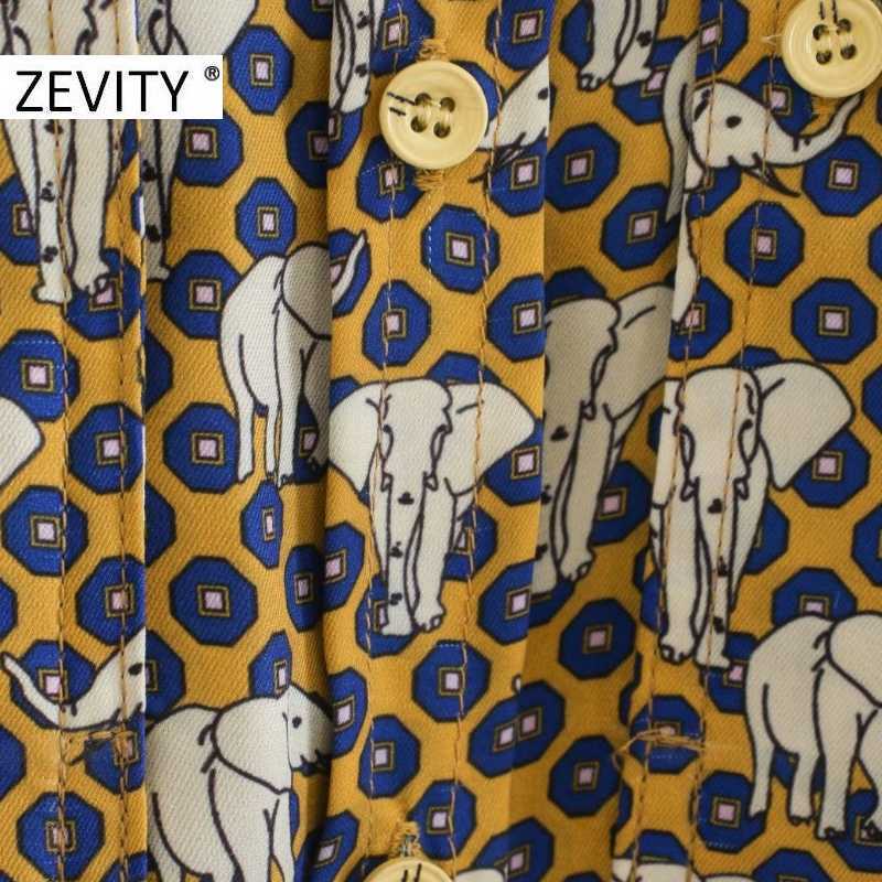 Zevity Women Fashion Elegant Print Dots Casual Loose Smock Blouse Office Ladies Long Sleeve Roupas Femininas Shirts Tops LS7256 210603