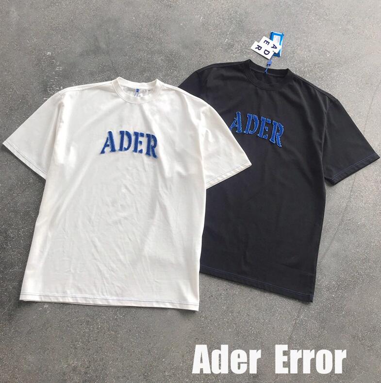 3D Embroidery Letters T-shirt Men Women Tee Tops, White;black