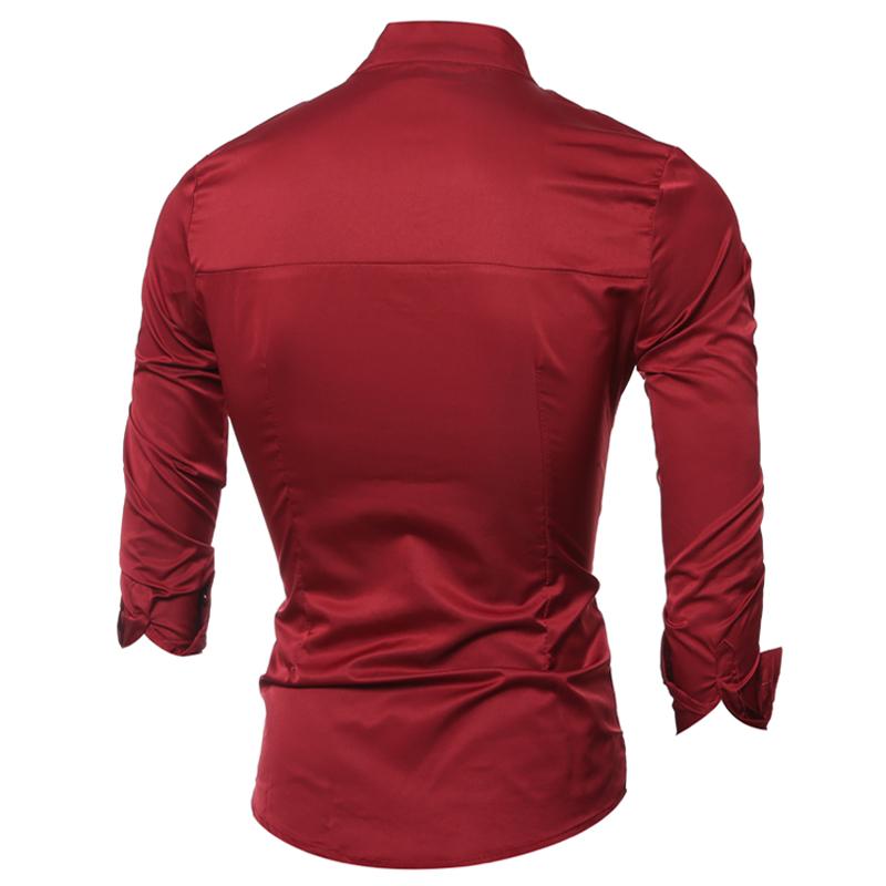 Men Shirt 2021 Male Long Sleeve Shirts Casual Mens Personality Oblique Single-Breasted Slim Fit Dress 4 Men's