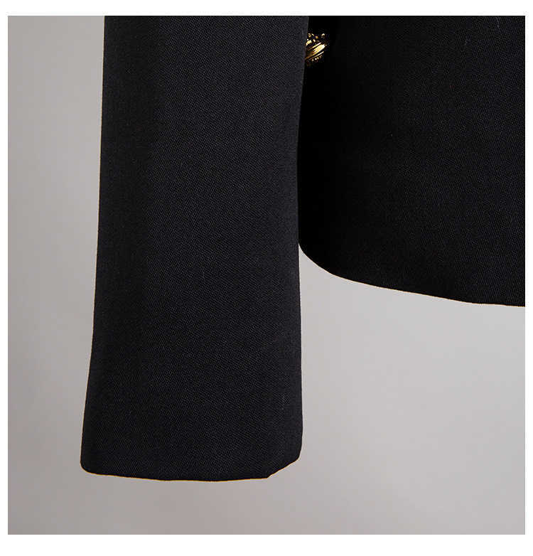 [EAM] Loose Fit Black Hollow Out Pin Spliced Jacket Lapel Long Sleeve Women Coat Fashion Spring Autumn JZ500 210914