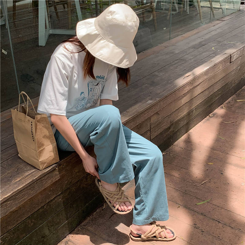 Wonder elegant long loose pants vintage high waist wide leg female casual street bottoms 210510