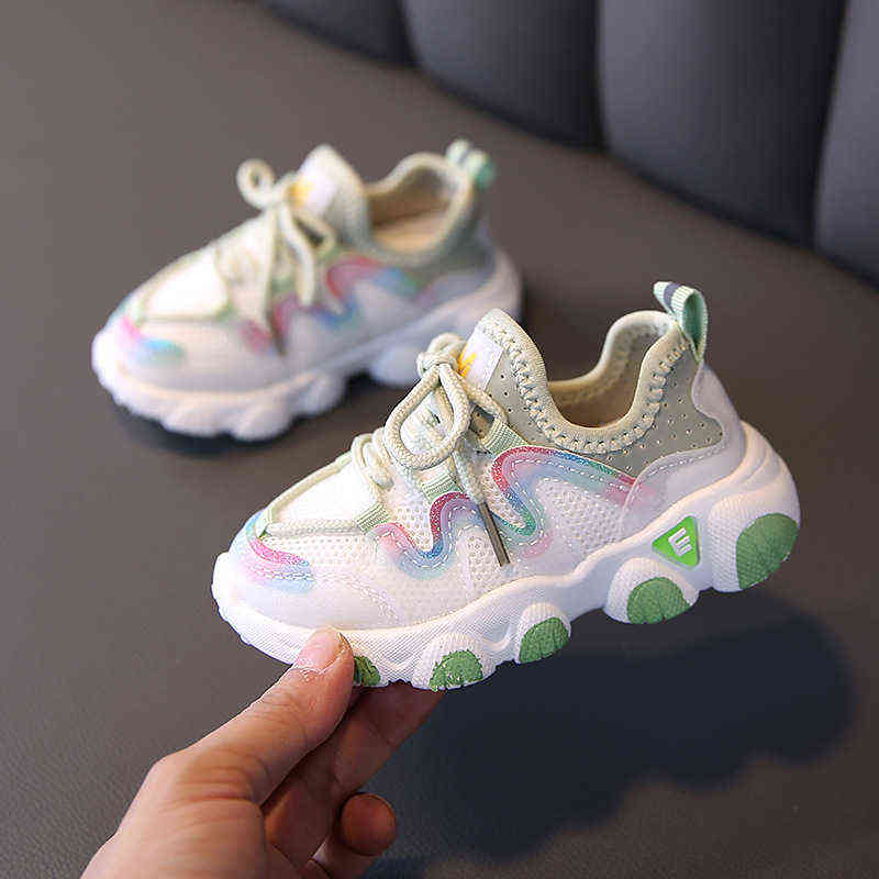 New Spring Children Shoes for Girls Sport Shoes Fashion Breathable Baby Shoes Soft Bottom Non-slip Casual Kids Girl Sneakers AA220311