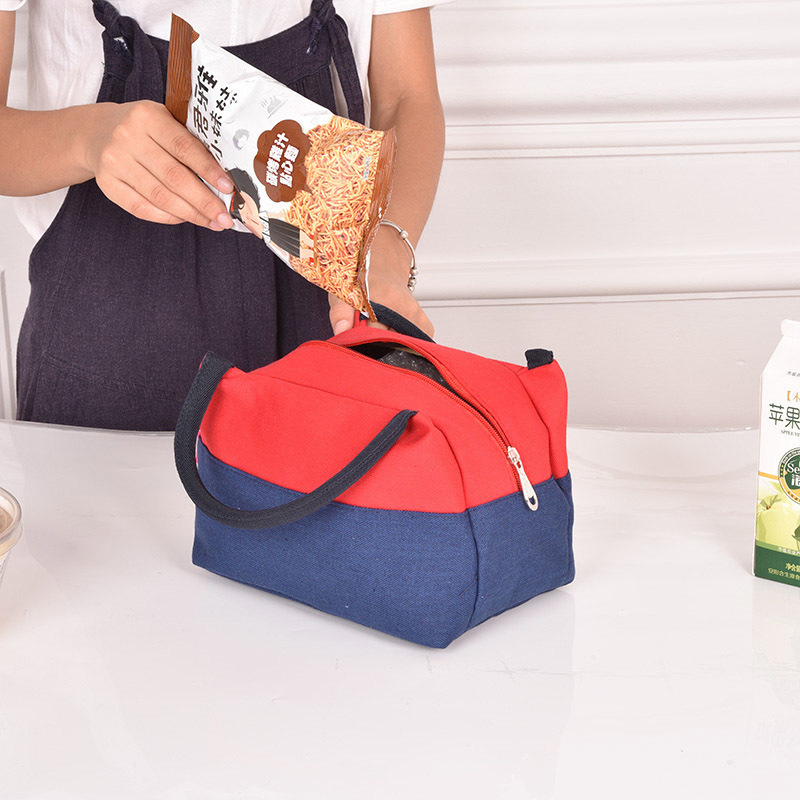 Insulation Studeng Supplies Contrast Color Canvas Box Portable Waterproof Thickened Lunch Bag