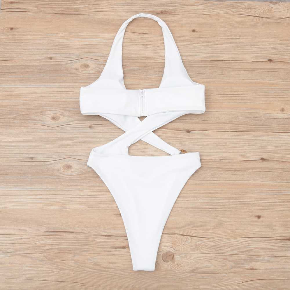 Sexy Hollow Out Swimwear Women Swimsuit Female Halter Push Up Monokini Brazilian Bathing Suits Summer Beach Wear 210611