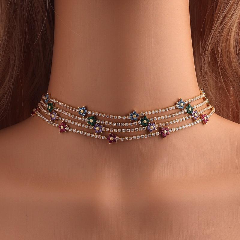 Chokers Women's Gold CZ Colorful Choker Necklace Shiny Rainbow Crystal Zircon Tennis Chain Statement Jewelry Drop
Chokers Women's Gold CZ Colorful Choker Necklace Shiny Rainbow Crystal Zircon Tennis Chain Statement Jewelry Drop