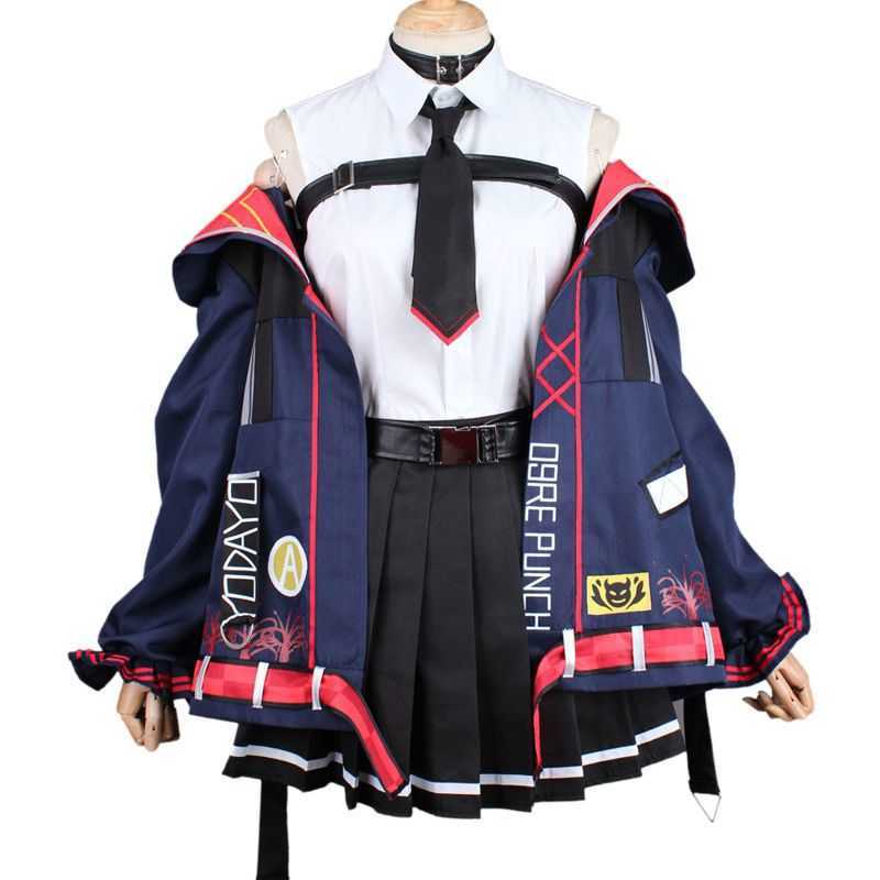 Anime VTuber Hololive Nakiri Ayame Cosplay Costume Fashion Cute Uniforms Female Activity Party Role Play Clothing XS-XL New Y0913