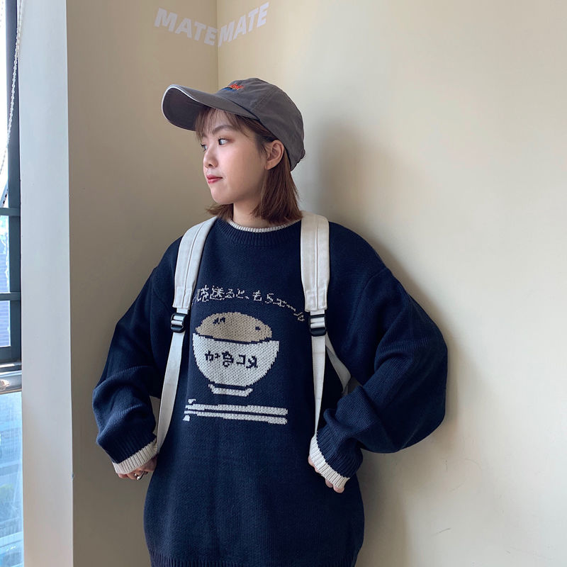 Cartoon Pattern Sweater Women's Pullover Japanese Kawaii Ulzzang Female Harajuku Clothing Girls Knitted Jumper Streetwear 210519