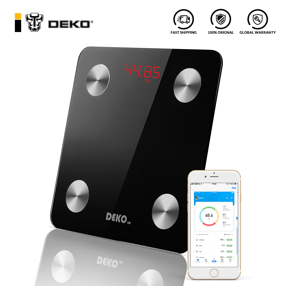 DEKO Body Fat Scale Smart Bluetooth Bathroom Weight Scale Health Monitoring Wireless Digital BMI Body Composition Analyzer
DEKO Body Fat Scale Smart Bluetooth Bathroom Weight Scale Health Monitoring Wireless Digital BMI Body Composition Analyzer