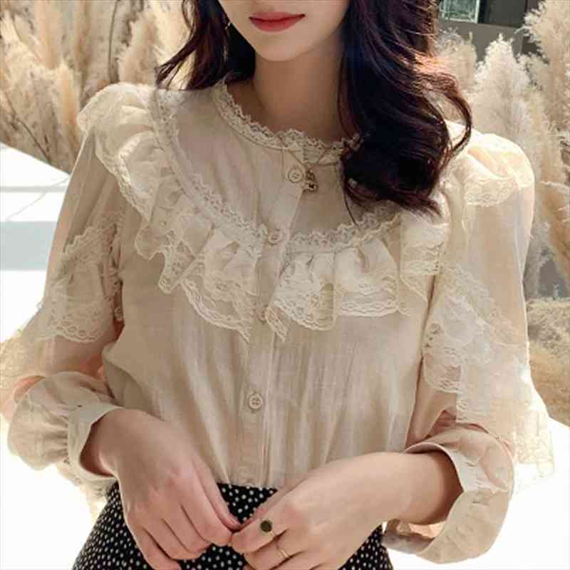 Blosue Women Blusas Mujer De Moda Cotton Linen Blouse Shirt Ruffles Stand Collar Lace Blosue Tops Women Shirts Blusa B520, White
Blosue Women Blusas Mujer De Moda Cotton Linen Blouse Shirt Ruffles Stand Collar Lace Blosue Tops Women Shirts Blusa B520, White