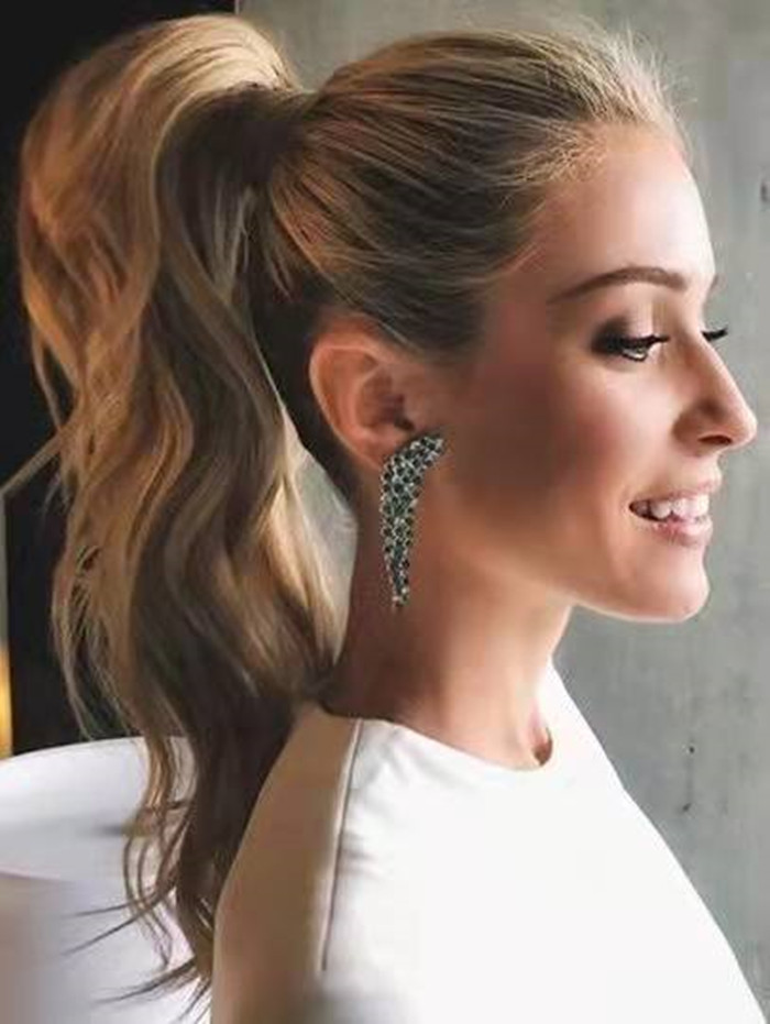 European drawstring human ponytail 613 white blonde modern pony tail cuticle aligned raw virgin blond clip in wraps around wavy ponytails hairpiece 12