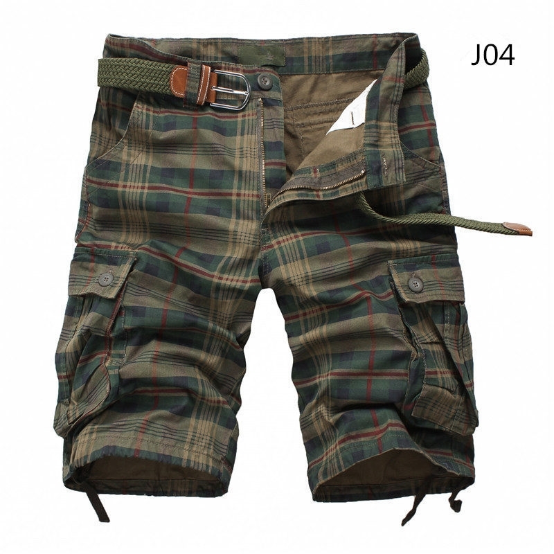 Men Shorts Fashion Plaid Beach Shorts Mens Casual Camo Camouflage Shorts Military Short Pants Male Bermuda Cargo Overalls 210323