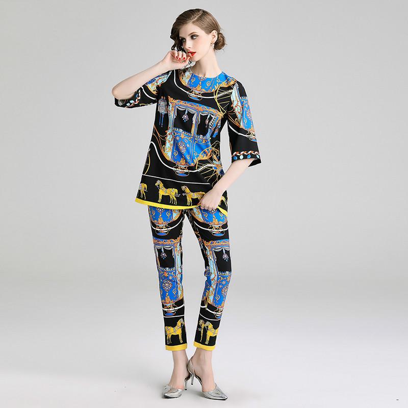 Two Piece Dress Runway Designer 2 Pieces Set Suit 2021 Summer Women Vintage Horse Print Pullover Shirts Top + Ankle-Length Pencil Pants Sets, 2 piece set
Two Piece Dress Runway Designer 2 Pieces Set Suit 2021 Summer Women Vintage Horse Print Pullover Shirts Top + Ankle-Length Pencil Pants Sets, 2 piece set