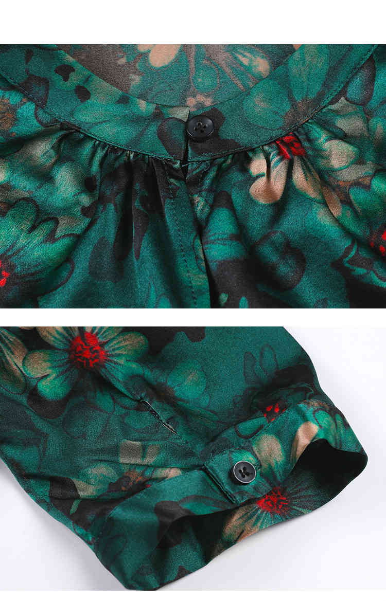 Fashion Silk Blouse Blusas Mujer De Moda Women Summer Plus Size Tops Vintage Print Stand Clothes 4XL Shirt 8910 50 210506
