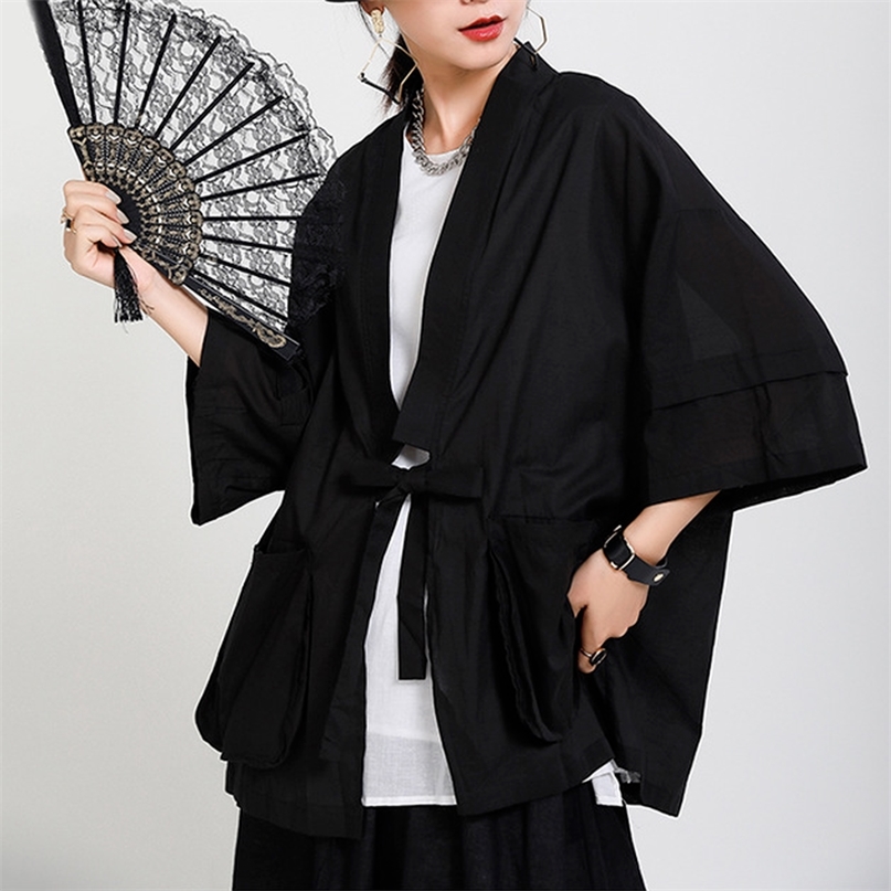 Summer Drawstring Slim Waist Women Coat Solid Double Pockets Design Woman Jacket Casual Simple Fashion Loose Tops 210519, Black
Summer Drawstring Slim Waist Women Coat Solid Double Pockets Design Woman Jacket Casual Simple Fashion Loose Tops 210519, Black