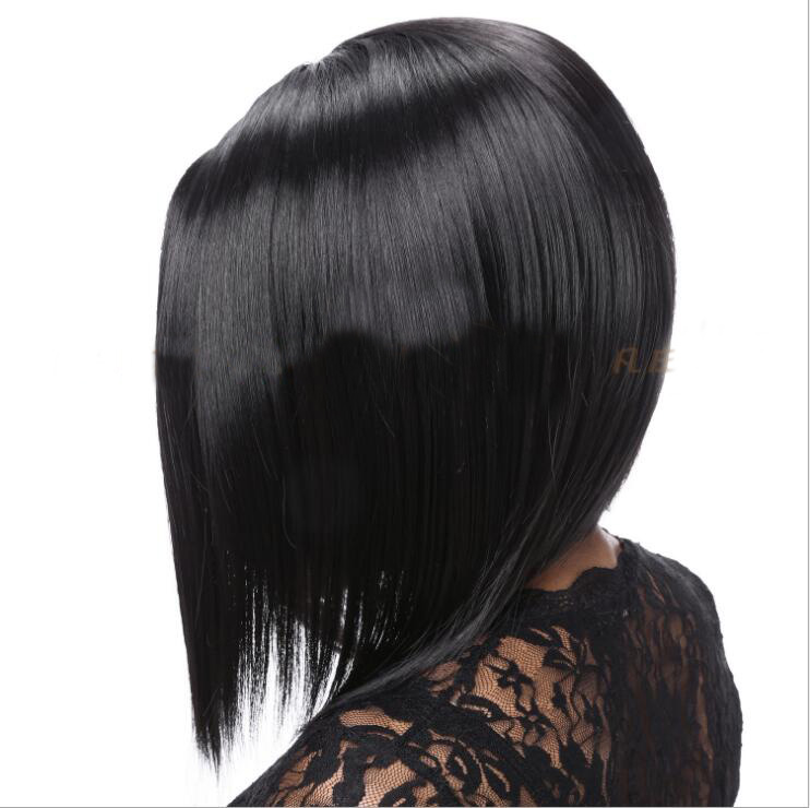 Fashion Short straight Side Part Black wig Fashion Synthetic Hightemperature fiber Hair for women's cosplay