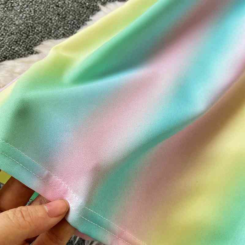 Pants & Capris Summer Thin Loose Elastic Waist Rainbow Wide-leg Pant Women Casual Gradient Color Straight Mujer Pantalones 210429