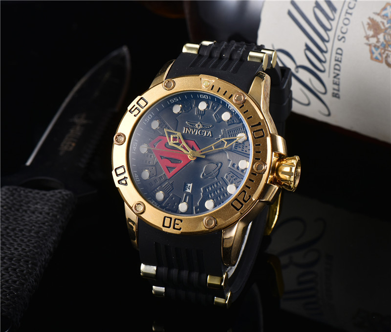 Luxury Men's Watch INVICTA Sports style Gold case Rubber strap Casual Watches Men relogio masculino esportivo, Slivery;brown
Luxury Men's Watch INVICTA Sports style Gold case Rubber strap Casual Watches Men relogio masculino esportivo, Slivery;brown