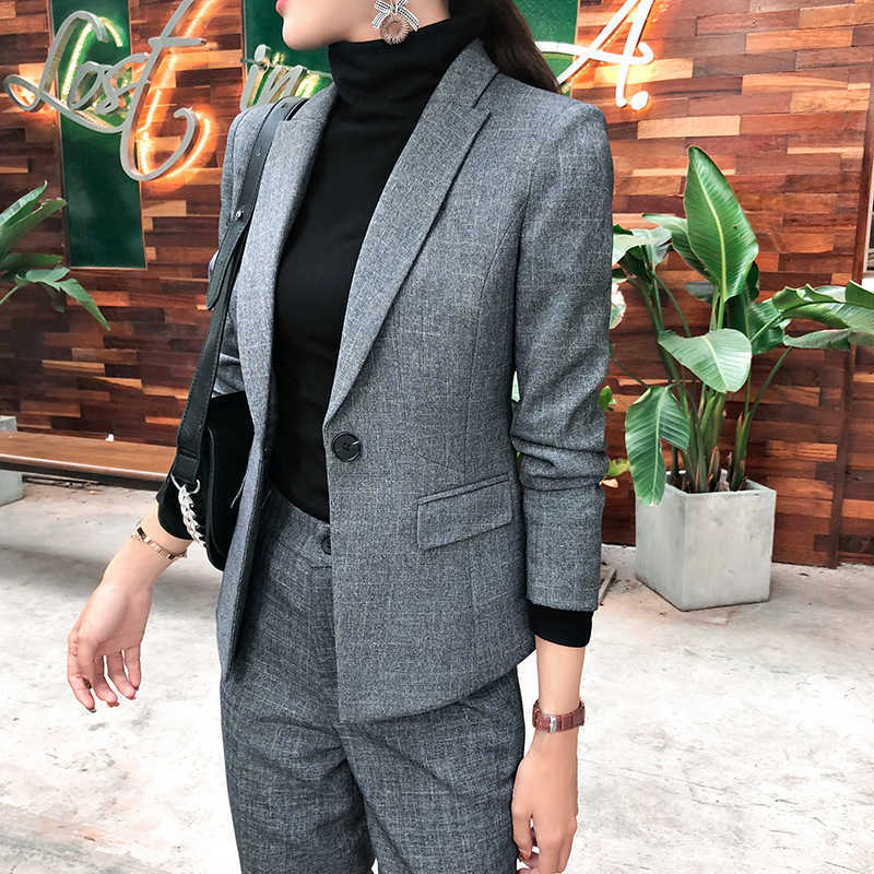 spring and autumn women' professional wear suit pants 2-piece work clothes temperament slim jacket Female Casual trousers 210527, Blazer pants
spring and autumn women' professional wear suit pants 2-piece work clothes temperament slim jacket Female Casual trousers 210527, Blazer pants
