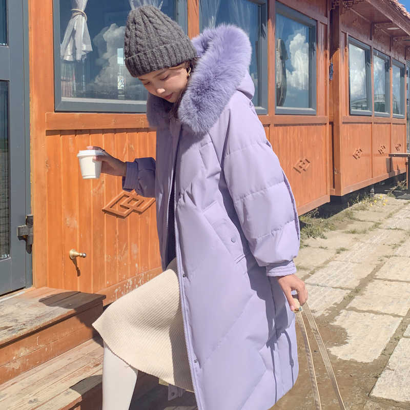 style long winter jacket women warm hooded down cotton parka coat Korean casual loose coats 211011