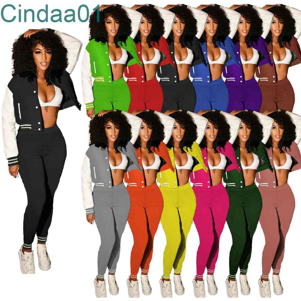 Women Tracksuits Two Piece Set Deisgner Autumn Winter Press Button Double Thread Jacket Sweatpants Stitching Color Baseball Suits 12 Colours, Rose pink
Women Tracksuits Two Piece Set Deisgner Autumn Winter Press Button Double Thread Jacket Sweatpants Stitching Color Baseball Suits 12 Colours, Rose pink