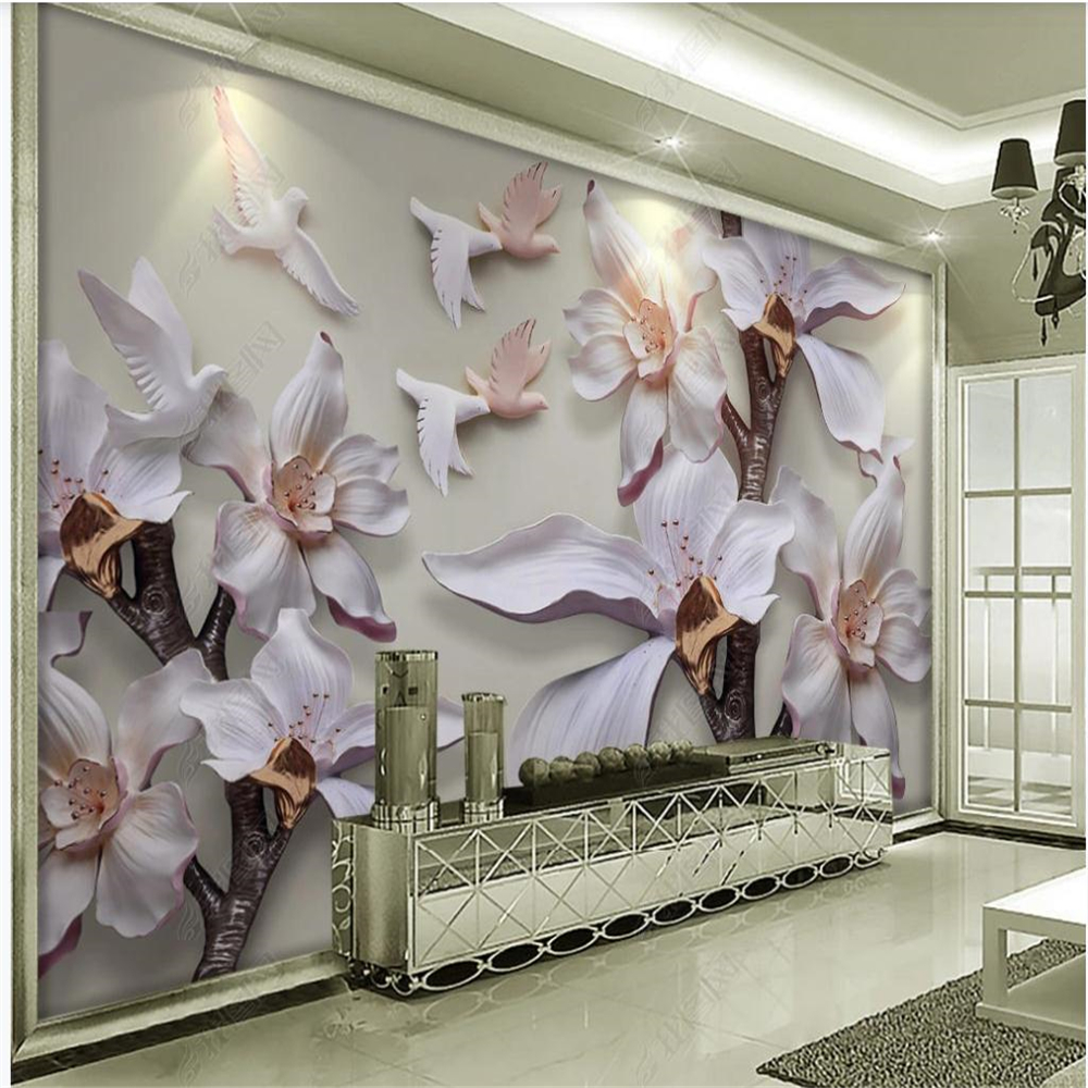 stereoscopic wallpaper 3D stereo white magnolia relief living room background wall decoration painting, Purple
stereoscopic wallpaper 3D stereo white magnolia relief living room background wall decoration painting, Purple