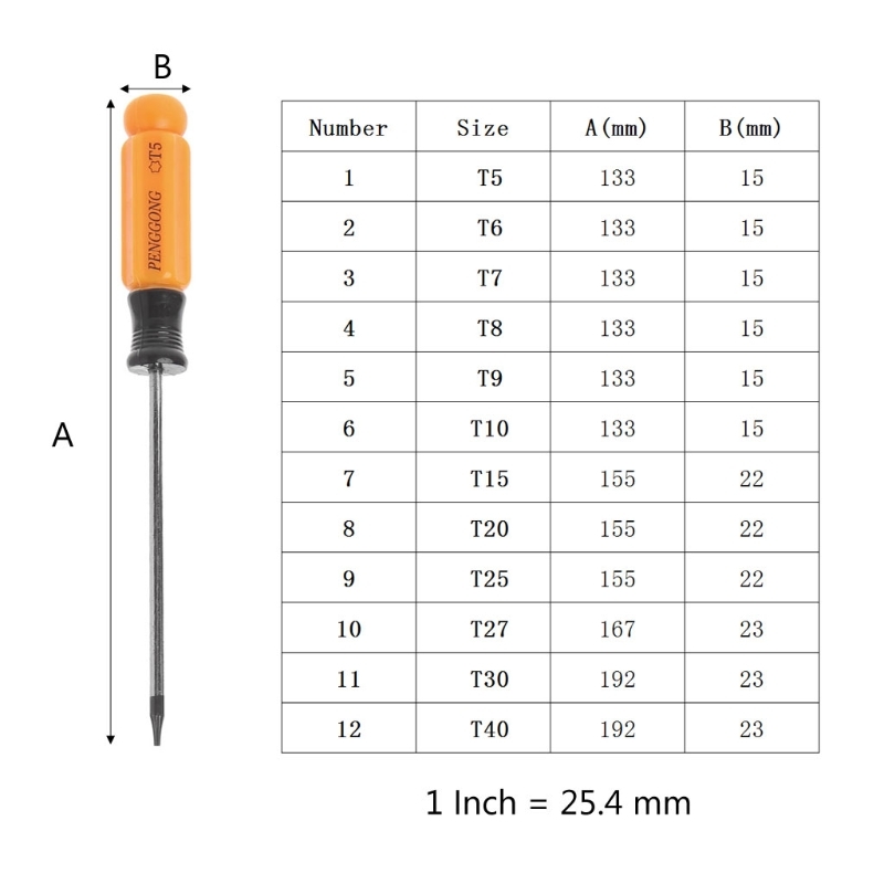 Hexagon Screwdriver Multifunctional Hand Tool Screw Repair Kit Inbus Key Set T5 T6 T7 T8 T9 T10 T15 T20 T25 t27 T30 T40