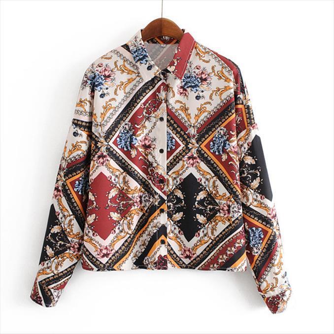 print geometric pattern long sleeve women shirts loose stand collar business casual femininas blusas, White
print geometric pattern long sleeve women shirts loose stand collar business casual femininas blusas, White