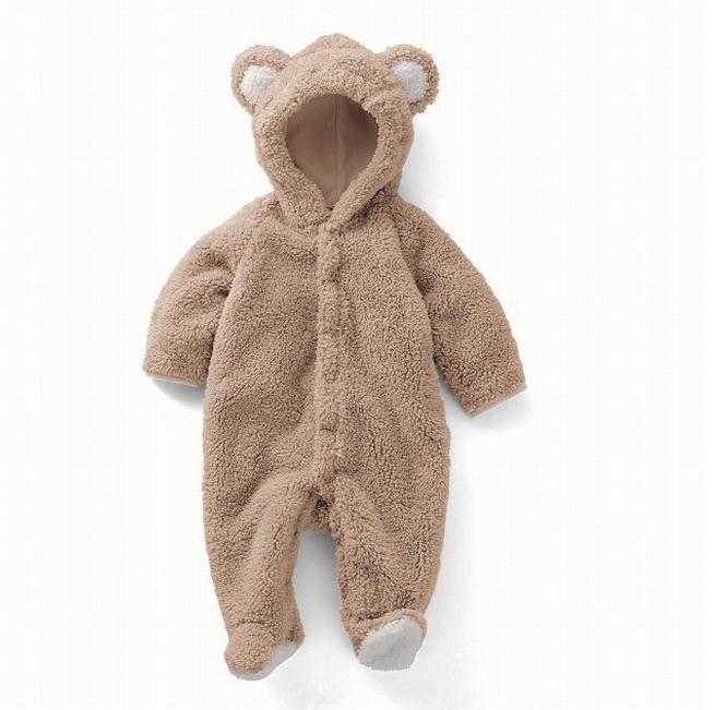 born Baby Romper Autumn Winter Warm Fleece Infant Boy Girls Jumpsuit Pajamas Clothes 211023