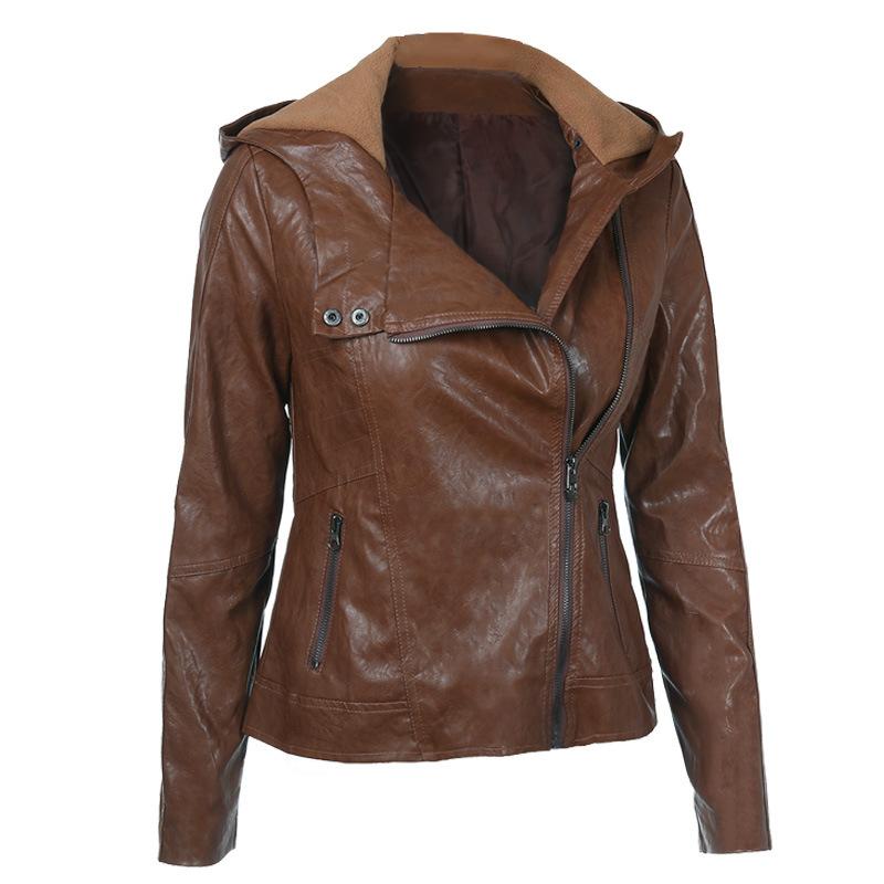 Women' Jackets Solid Color Pu Leather Jacket Coat Spring Autumn Outerwear Female Hooded Coats Moto Biker Zipper 2021, Brown
Women' Jackets Solid Color Pu Leather Jacket Coat Spring Autumn Outerwear Female Hooded Coats Moto Biker Zipper 2021, Brown