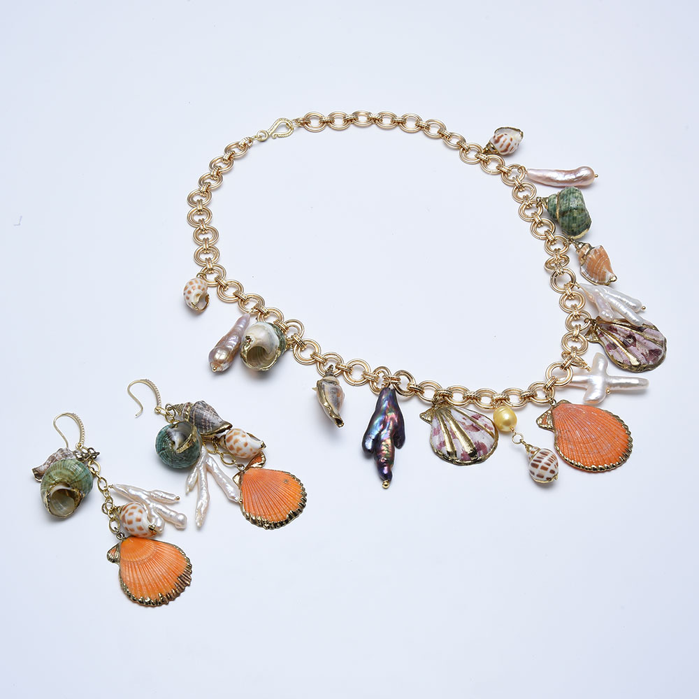 GuaiGuai Jewelry Natural Multi Sea Shell Pearl Chain Necklace Earrings Summer Beach Jewelry For Women Party, Light green
GuaiGuai Jewelry Natural Multi Sea Shell Pearl Chain Necklace Earrings Summer Beach Jewelry For Women Party, Light green