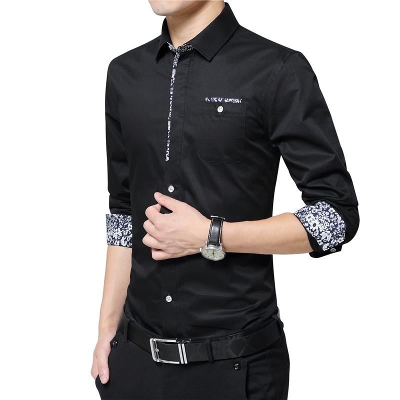 Plus Size 3XL 2021 Men Casual Shirts Non-ironing Long Sleeve Shirt Turn Down Collar Slim Mens Clothes Men's