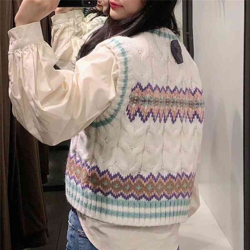 Streetwear Women Striped Sweaters Vest Fashion Ladies V-Neck Knitted Tanks Causal Female Chic Twist Pullovers 210430