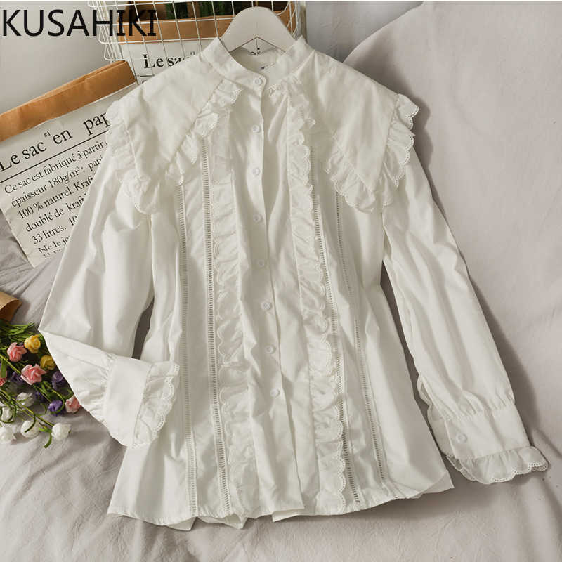 Blouse Dress Spring Long Sleeve Stand Neck Dresses Causal Korean Ruffle Patchwork Hollow-out Vestidos Femme 6E451 210603, White
Blouse Dress Spring Long Sleeve Stand Neck Dresses Causal Korean Ruffle Patchwork Hollow-out Vestidos Femme 6E451 210603, White