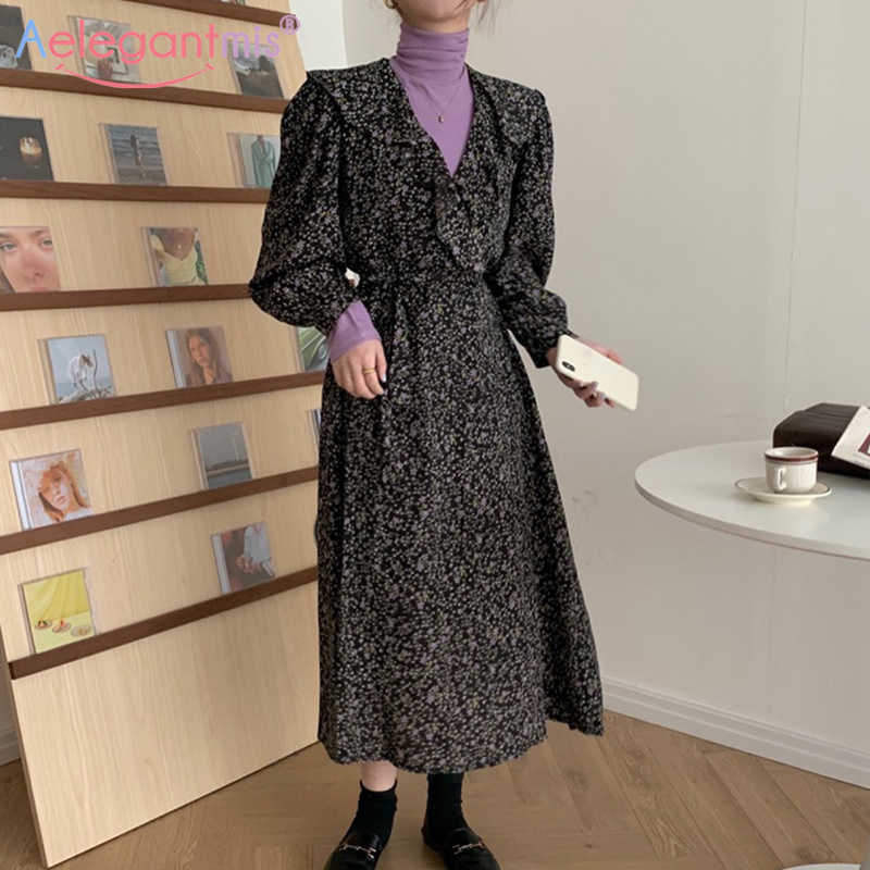 Aelegantmis Vintage Print Long Dress Women Korean Floral Ruffles Loose Mid Calf Elegant A Line Vestido Mujer Chic Spring 210607, As shown
Aelegantmis Vintage Print Long Dress Women Korean Floral Ruffles Loose Mid Calf Elegant A Line Vestido Mujer Chic Spring 210607, As shown